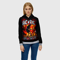 Толстовка-худи женская ACDC HELLS BELLS, цвет: 3D-меланж — фото 2