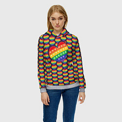 Толстовка-худи женская Большое сердце ПОП-ИТа, цвет: 3D-меланж — фото 2