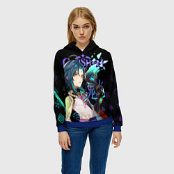 Толстовка-худи женская Сяо Genshin Impact, цвет: 3D-синий — фото 2