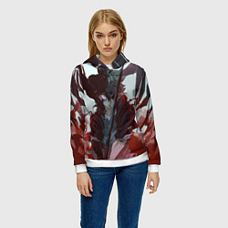 Толстовка-худи женская Аста в режиме демона черный клевер, цвет: 3D-белый — фото 2