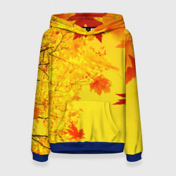 Толстовка-худи женская ОСЕННИЕ ЦВЕТА ЗОЛОТАЯ ОСЕНЬ, цвет: 3D-синий
