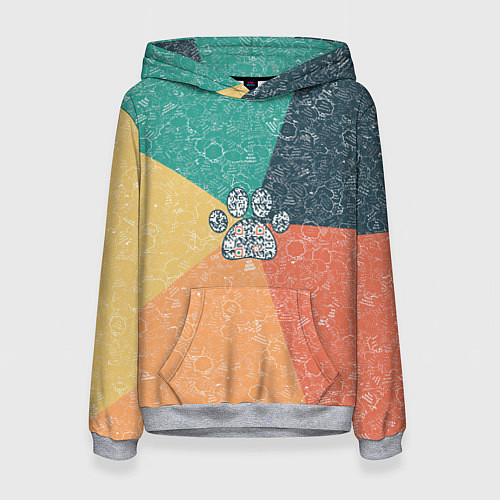 Женская толстовка Лапа на фоне АПВ 5 1 12 / 3D-Меланж – фото 1