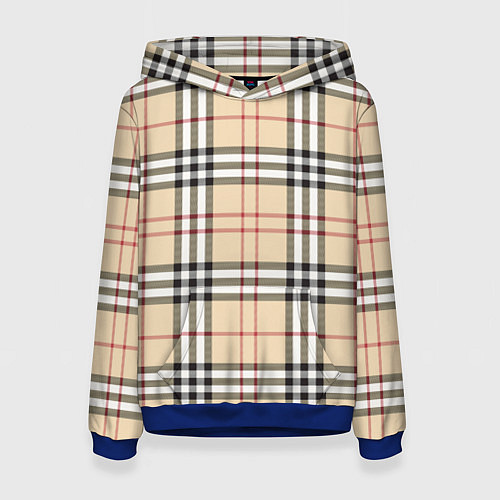 Женская толстовка Клетчатый принт в стиле Burberry / 3D-Синий – фото 1