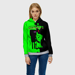 Толстовка-худи женская Любовь Эндермена и Крипера Майнкрафт, цвет: 3D-меланж — фото 2