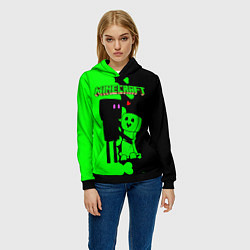 Толстовка-худи женская Любовь Эндермена и Крипера Майнкрафт, цвет: 3D-черный — фото 2