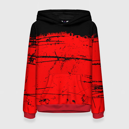 Женская толстовка КРАСНЫЙ ГРАНЖ RED GRUNGE / 3D-Красный – фото 1