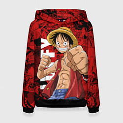 Толстовка-худи женская Манки Д Луффи, One Piece, цвет: 3D-черный