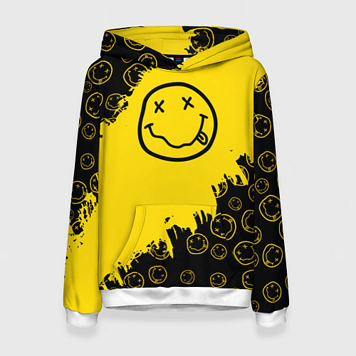 Женская толстовка Nirvana Smile Нирвана Рваный Паттерн / 3D-Белый – фото 1