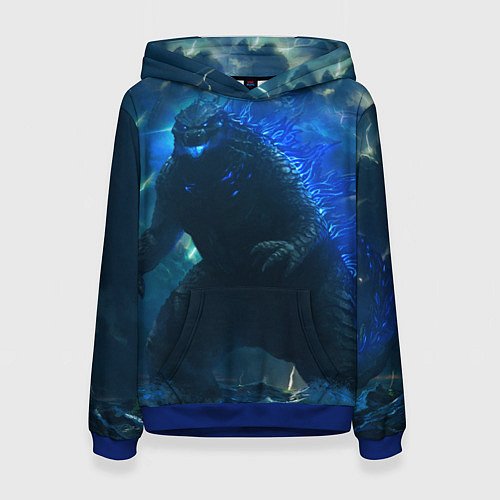 Женская толстовка ГОДЗИЛЛА В МОРЕ / 3D-Синий – фото 1