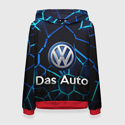 Толстовка-худи женская Volkswagen слоган Das Auto, цвет: 3D-красный