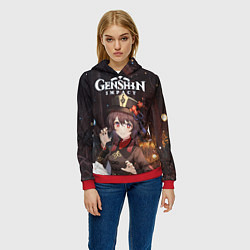 Толстовка-худи женская Hu Tao, цвет: 3D-красный — фото 2