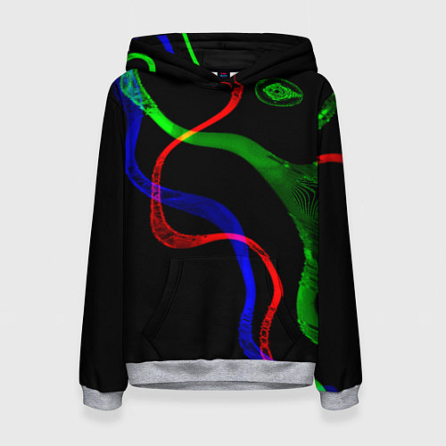 Женская толстовка Неоновый хаос 3DNeon chaos 3D / 3D-Меланж – фото 1