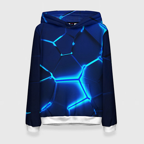 Женская толстовка 3D ПЛИТЫ NEON STEEL НЕОНОВЫЕ ПЛИТЫ / 3D-Белый – фото 1