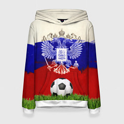 Толстовка-худи женская Российский футбол, цвет: 3D-белый