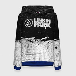 Толстовка-худи женская Линкин Парк Лого Рок ЧБ Linkin Park Rock, цвет: 3D-синий