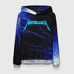 Женская толстовка METALLICA BLUE FLASH МЕТАЛЛИКА СИНИЕ МОЛНИИ