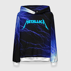 Толстовка-худи женская METALLICA BLUE FLASH МЕТАЛЛИКА СИНИЕ МОЛНИИ, цвет: 3D-белый