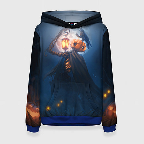 Женская толстовка ТЫКВИННЫЙ МОНСТР В ТУМАНЕ ХЕЛЛОУИН / 3D-Синий – фото 1