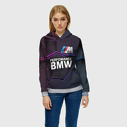 Толстовка-худи женская BMW Perfomance, цвет: 3D-меланж — фото 2