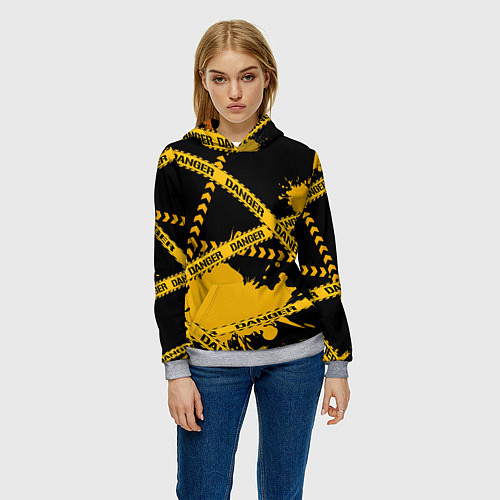Женская толстовка Лента DANGER / 3D-Меланж – фото 3