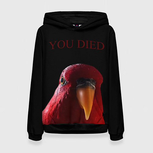 Женская толстовка Красный попугай Red parrot / 3D-Черный – фото 1