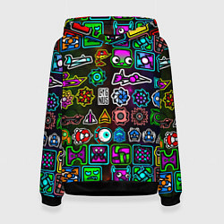 Толстовка-худи женская Geometry Dash: Heroes, цвет: 3D-черный