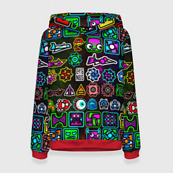 Толстовка-худи женская Geometry Dash: Heroes, цвет: 3D-красный