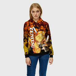 Толстовка-худи женская ЗЕНИТЦУ, КЛИНОК РАССЕКАЮЩИЙ ДЕМОНОВ, цвет: 3D-черный — фото 2