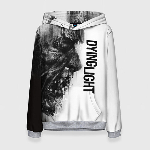 Женская толстовка DYING LIGHT BLACK & WHITE ZOMBIE FACE / 3D-Меланж – фото 1