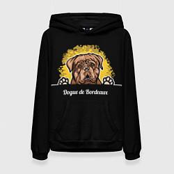 Толстовка-худи женская Бордоский Дог Dogue de bordeaux, цвет: 3D-черный