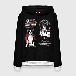 Толстовка-худи женская Бостон-Терьер Boston Terrier, цвет: 3D-белый