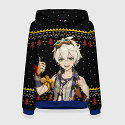 Толстовка-худи женская БЕННЕТ НОВОГОДНИЙ, цвет: 3D-синий