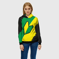 Толстовка-худи женская JDM GREEN YELLOW LOGO, цвет: 3D-черный — фото 2
