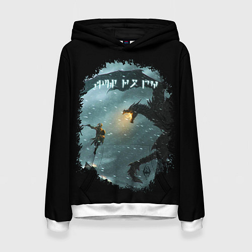 Женская толстовка TES SKYRIM FIGHT DRAGON / 3D-Белый – фото 1