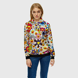 Толстовка-худи женская Flower Superflat, Такаши Мураками, цвет: 3D-черный — фото 2