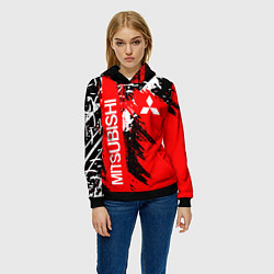 Толстовка-худи женская MITSUBISHI МИЦУБИСИ МИТСУБИСИ МИЦУБИШИ, цвет: 3D-черный — фото 2