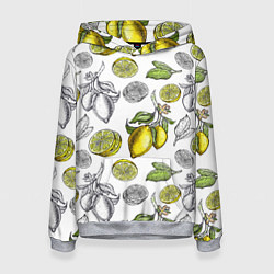 Толстовка-худи женская Лимонный паттерн, цвет: 3D-меланж