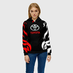 Толстовка-худи женская Автомобиль Toyota, цвет: 3D-черный — фото 2