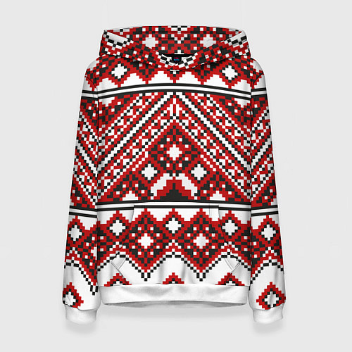 Женская толстовка Русский узор, геометрическая вышивка / 3D-Белый – фото 1