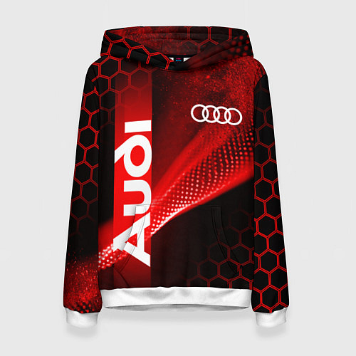 Женская толстовка AUDI АУДИ SPORT СПОРТ RED AND BLACK / 3D-Белый – фото 1