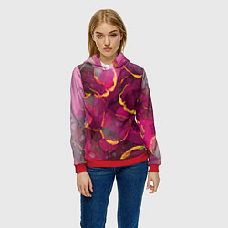 Толстовка-худи женская Малиновое вино, цвет: 3D-красный — фото 2