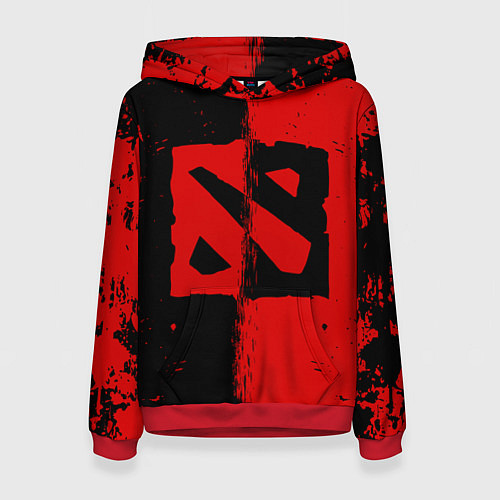 Женская толстовка DOTA 2 БРЫЗГИ КРАСОК, КРАСНО ЧЁРНЫЙ ЛОГО / 3D-Красный – фото 1