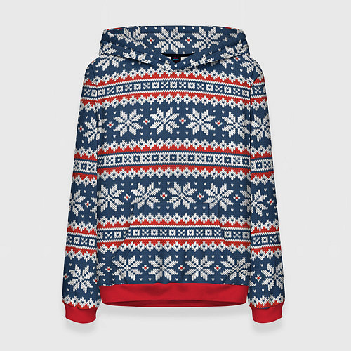 Женская толстовка Knitted Christmas Pattern / 3D-Красный – фото 1