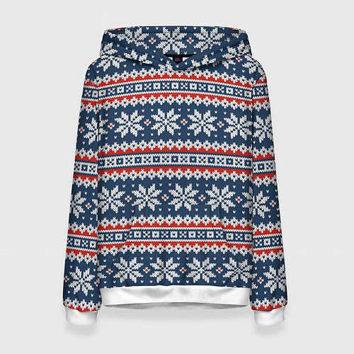 Женская толстовка Knitted Christmas Pattern / 3D-Белый – фото 1