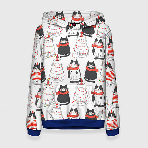 Женская толстовка НОВОГОДНИЕ КОТИКИ 2022 / 3D-Синий – фото 1