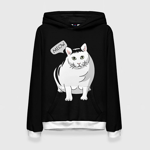 Женская толстовка КОТ БЕНДЕР МЕМ / 3D-Белый – фото 1