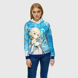 Толстовка-худи женская GENSHIN IMPACT НОВОГОДНИЙ, ЛЮМИН, цвет: 3D-синий — фото 2