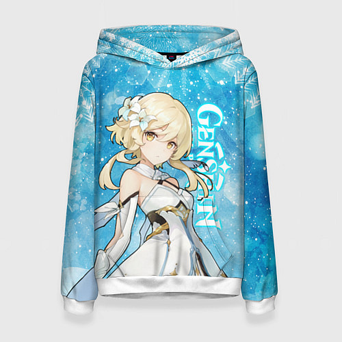 Женская толстовка GENSHIN IMPACT НОВОГОДНИЙ, ЛЮМИН / 3D-Белый – фото 1