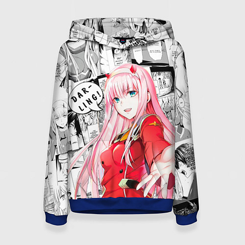 Женская толстовка Zero Two Зеро ту на манге фрейм / 3D-Синий – фото 1