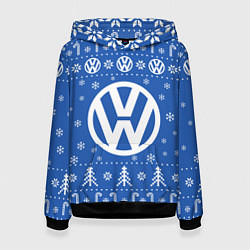 Толстовка-худи женская Volkswagen Новогодний, цвет: 3D-черный